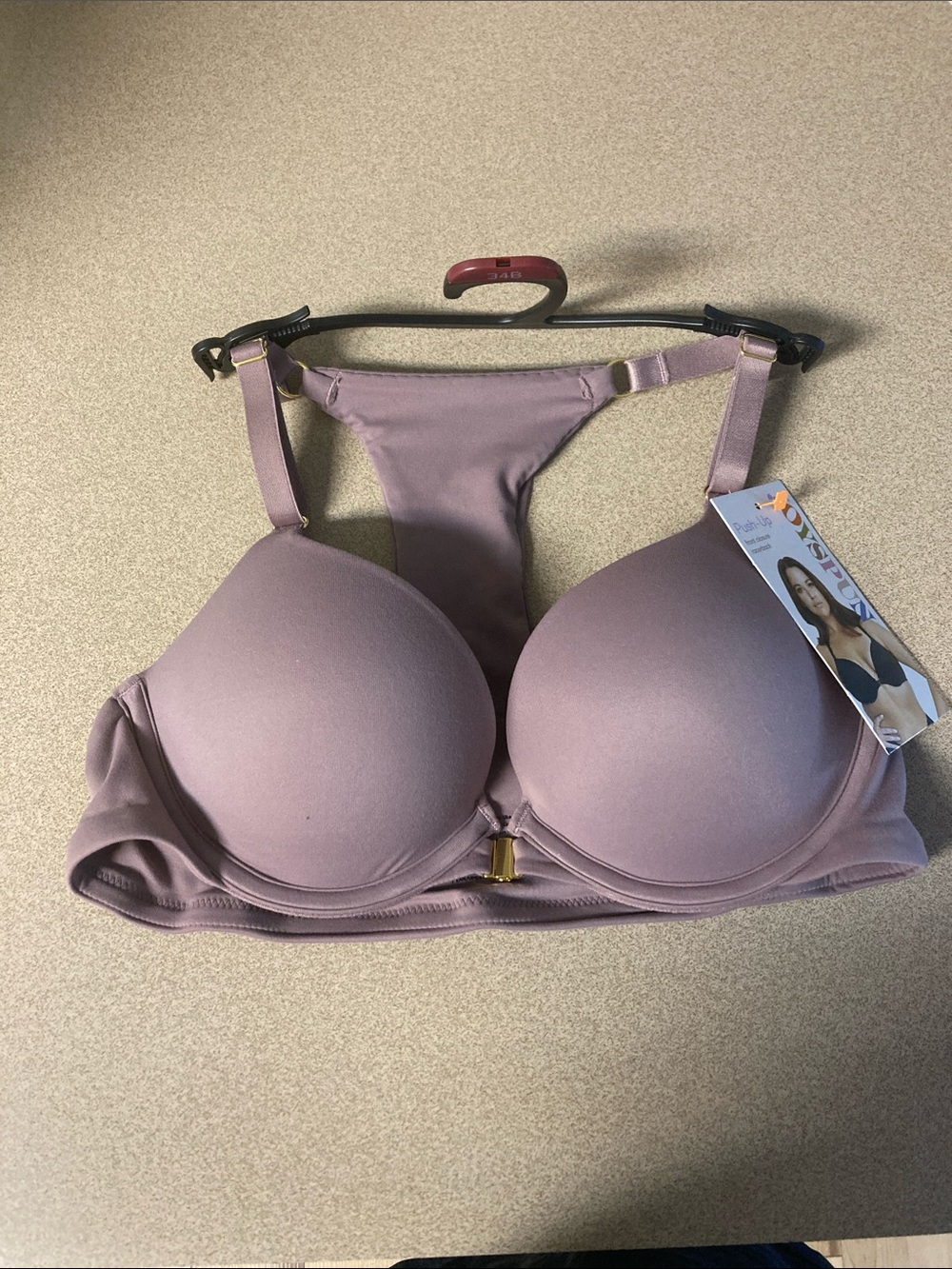 Front-Close Racerback T-Shirt Bra in Mauve